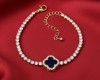 3753 Bransoletka elegancka złota 17+3cm pozłacana 14k koniczyna marokańska